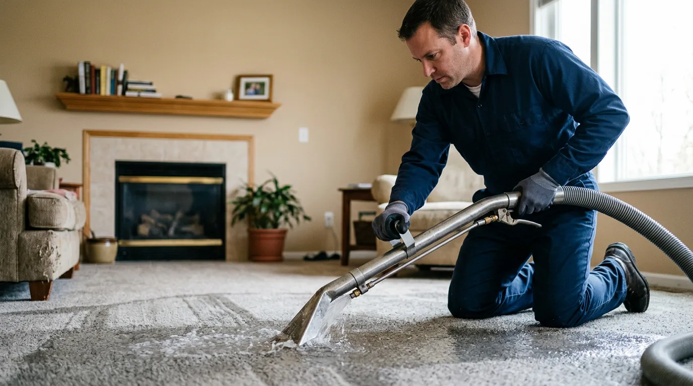Water damage restoration technician working near Lake City, CA